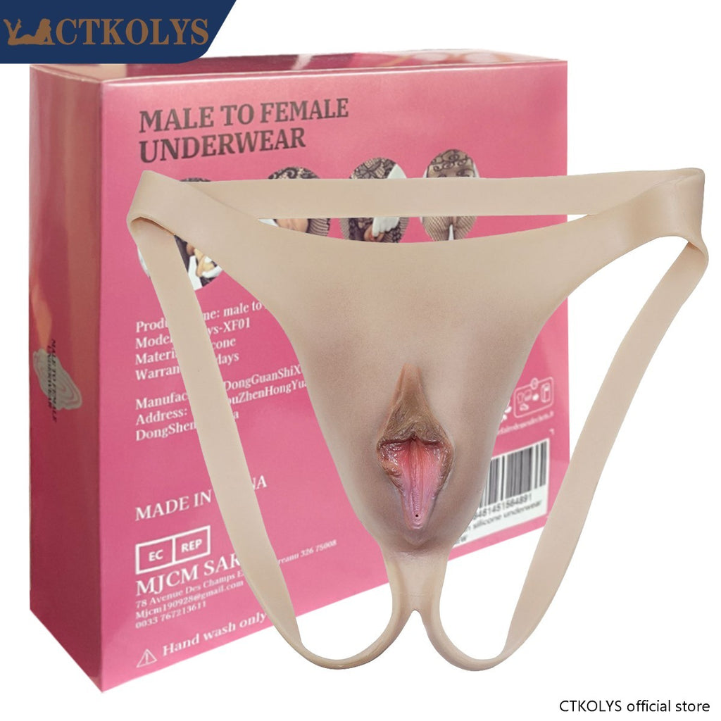CTKOLYS Men's Camel Toes Panty Hiding Gaff Silicone Double Thong for Crossdresser Transgender 1G 2G Cyber Skin