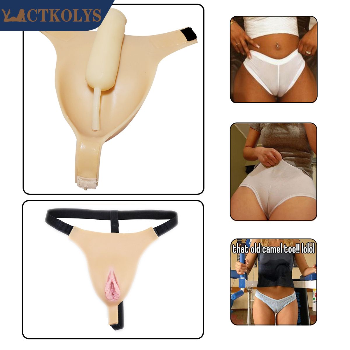 CTKOLYS Fake vagina silicone thong sissy panties Crossdresser Panties Men's Hiding Gaff Panty for Transgender